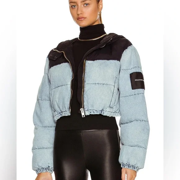 Alexander Wang Denim Cropped Puffer - Picture 3 of 16